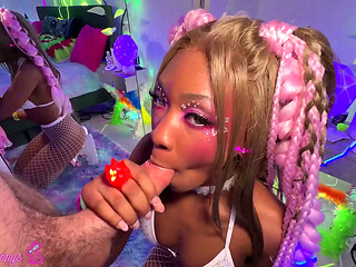 Lana Gee Spins On Command Then Gags On Brian'_s Cock At The Rave!