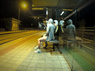Really Risky Sex at a Bus Stop with a Young Stepsis That Ends with an Orgasm and a Cumshot