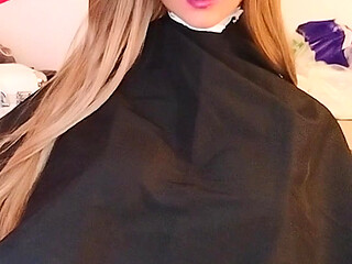 Emma's black haircutting cape show