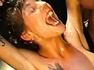 Babe Tied Up & Gangbanged - Huge Cocks Fuck Her Deep For Cumshot Swallow