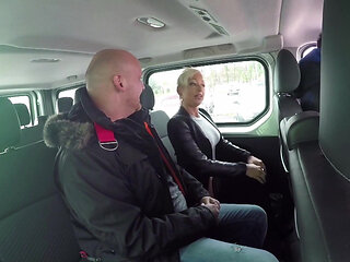 Blonde MILF sucks good cock in the car