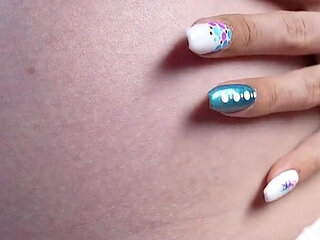 9 Month Pregnant Belly Is Hungry. Teasing & Close up