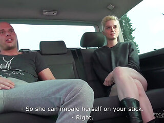 Sex addict chick gets the best fuck of her life in the van
