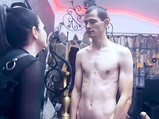 Mistress Zeida Spanks Balls with Heavy Dildos  Cruel CBT Gagging