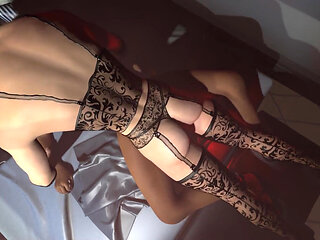 Black Futa Ladyboy Riding Femboy Dick