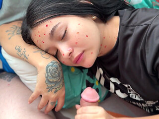 My stepsister is sick and I take the opportunity to her hard