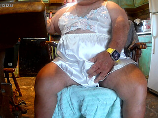 Mark Fletcher watching a JOI vid cumming wearing more lingerie