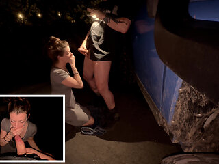 Roadside Quickie public deepthroat whore wife