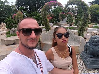 Crocodiles munching and making his amateur Thai GF cum hard