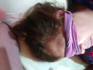 Stepson puts his cock in his stepmother's mouth