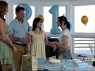 Step mom and daughter enjoy intimate birthday surprise