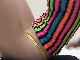 Girls Only Apartment in Japan, a Room Where Big Tits Girl Do Tease Fitness in No Bra See Through Mini Dress and Thong G-string