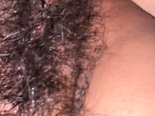 How delicious this hairy vagina eats her dick