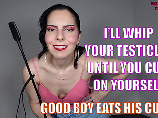 Ill Whip Your Testicles Until You Cum on Yourself - Good Boy Eats His Cum