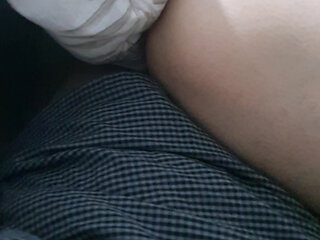 Step mom hand on step son leg close to hus dick