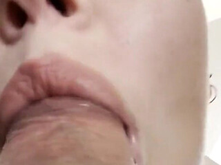 You Can Feel My Breath. Bald Girl Vilu Vidish Extremely Close Sucks Cockhead Dry Til Cum Hands Free