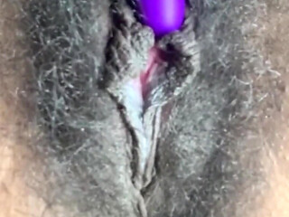 Close up Stimulating My Big Clit Hairy Pussy Creaming