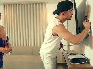 Latina redhead calls technician for vaginal maintenance