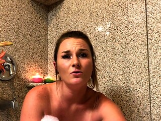 Sexy blonde enjoys foot fetish