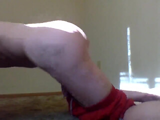 Horny Transgirl Humping Her Floor, in Only Shoes and Shorts