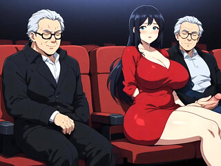 The three of them at a public movie theater.