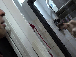 Looking at the hot young girl in the shower