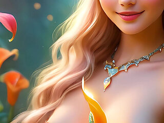 Nude Beauty Holding a Luminous Calla Lily Ruby Diamond Elegance Artistic Ai Slideshow