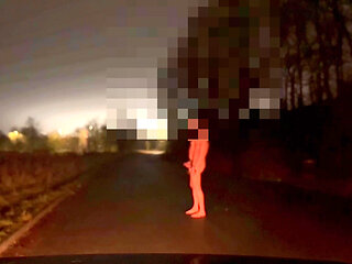 Almost caught naked barefoot jerking my cock outside