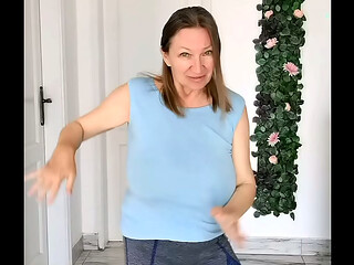 Busty Braless GILF MariaOld'_s Sporty Groove: Strip Dancing in Style!