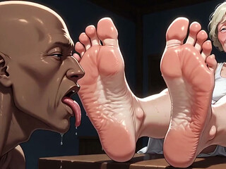 90yo Granny Enjoys Slaves Sucking Her Toes & Licking Soles
