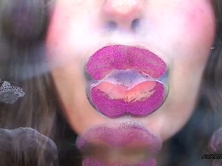Melting Purple Metal Lips: Shiny Kisses &amp_ Messy Spit Play