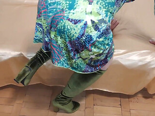 Mature Wife with Sexy Ass and Big Tits Teases in Stockings and Boots