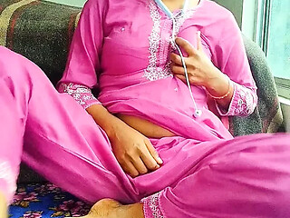 Desi girl in pink dress gets hard-fisted and moans loud