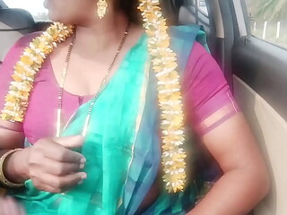 Indian car sex.housewife with husbend'_s father long drive for fucking. Telugu dirty talks.