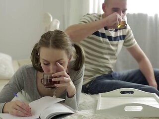 Tutor Takes the Chance to Fuck the 18 Year Old Student Hard