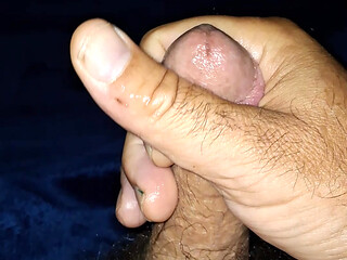 Stroking my fat little hairy dick while playing with her feet