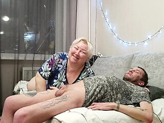 BBW Stepmom Deep Throats and Swallows Every Drop of Cum
