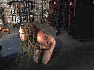 A Wild Naked Witch Is Given a Juicy Bone to Gnaw on Before She Is Hoisted up to Be Teased and Drips From Every Hole