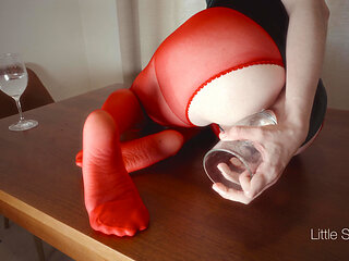 Anal Fisting in Red Pantyhose