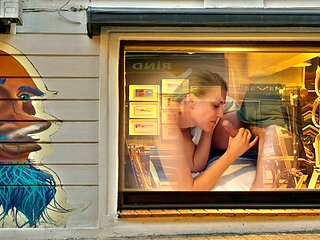 Theas enjoying some oral fun at the pleasure shop - erotic art