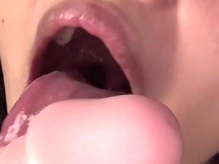 Ioris Naughty Tongue Fills a Glass with Saliva and Licks a Dildo