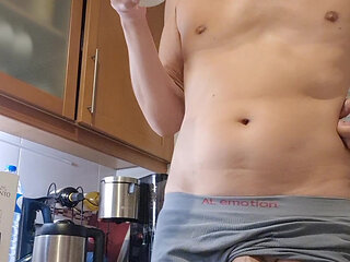 Morning routine with jerk off and cumshot