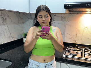 Shy Latin stepmom gives a nice hard fuck despite husband being away