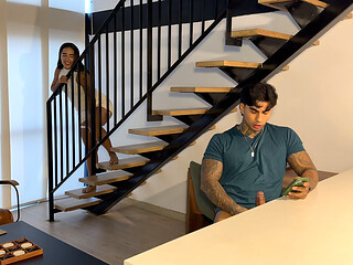 My Stepsister Catches Me Doing Something in Secret and It All Ends in the Kitchen