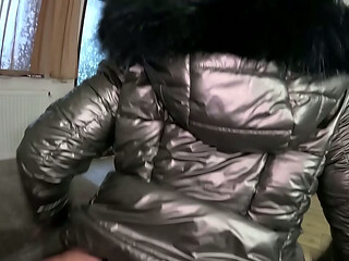 Gardener Deepthroat, Rough Facefucking and Double Cum on My Shiny Downjacket