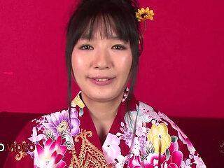 Chiharu's Sexy Kimono Seduction Ends with Ecstatic Asian Creampie Threesome