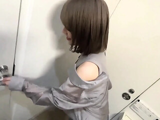 Slender beauty masterfully performs standing release outdoors