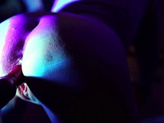 Anally obsessed girl uses toys up the ass
