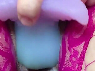 Dripping Cum POV in Pink Stockings with Dildo - Finish with Ha