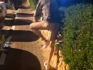 Naked walking inside the yard